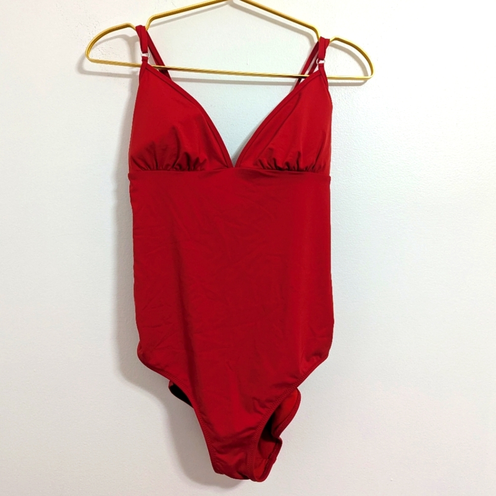 Athleta Large Red One-Piece Swimsuit w/ Detailed Back Design